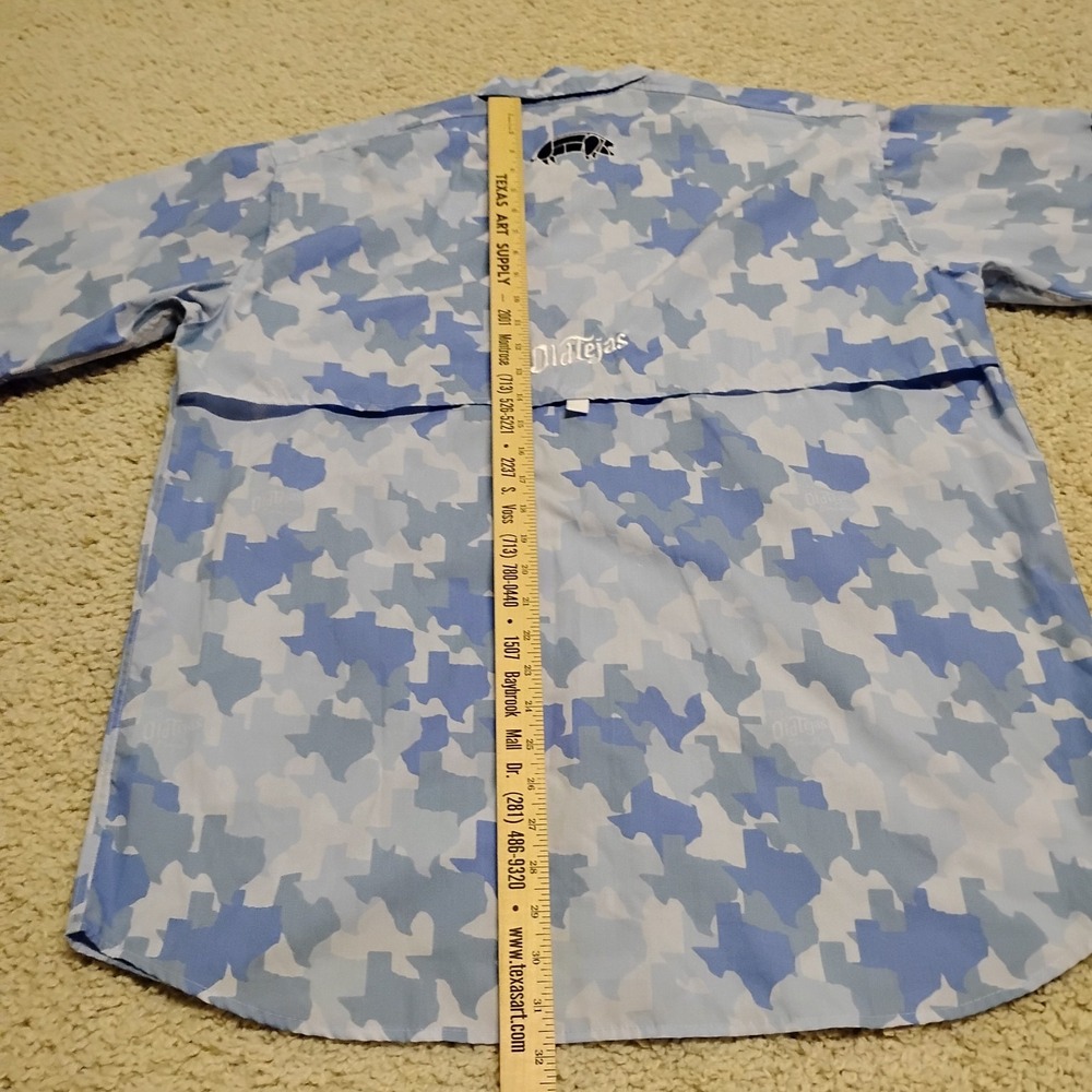 Old Tejas Shirt Mens L Blue Performance Texas Camouflage Hunting Fishing Hiking - Picture 13 of 16
